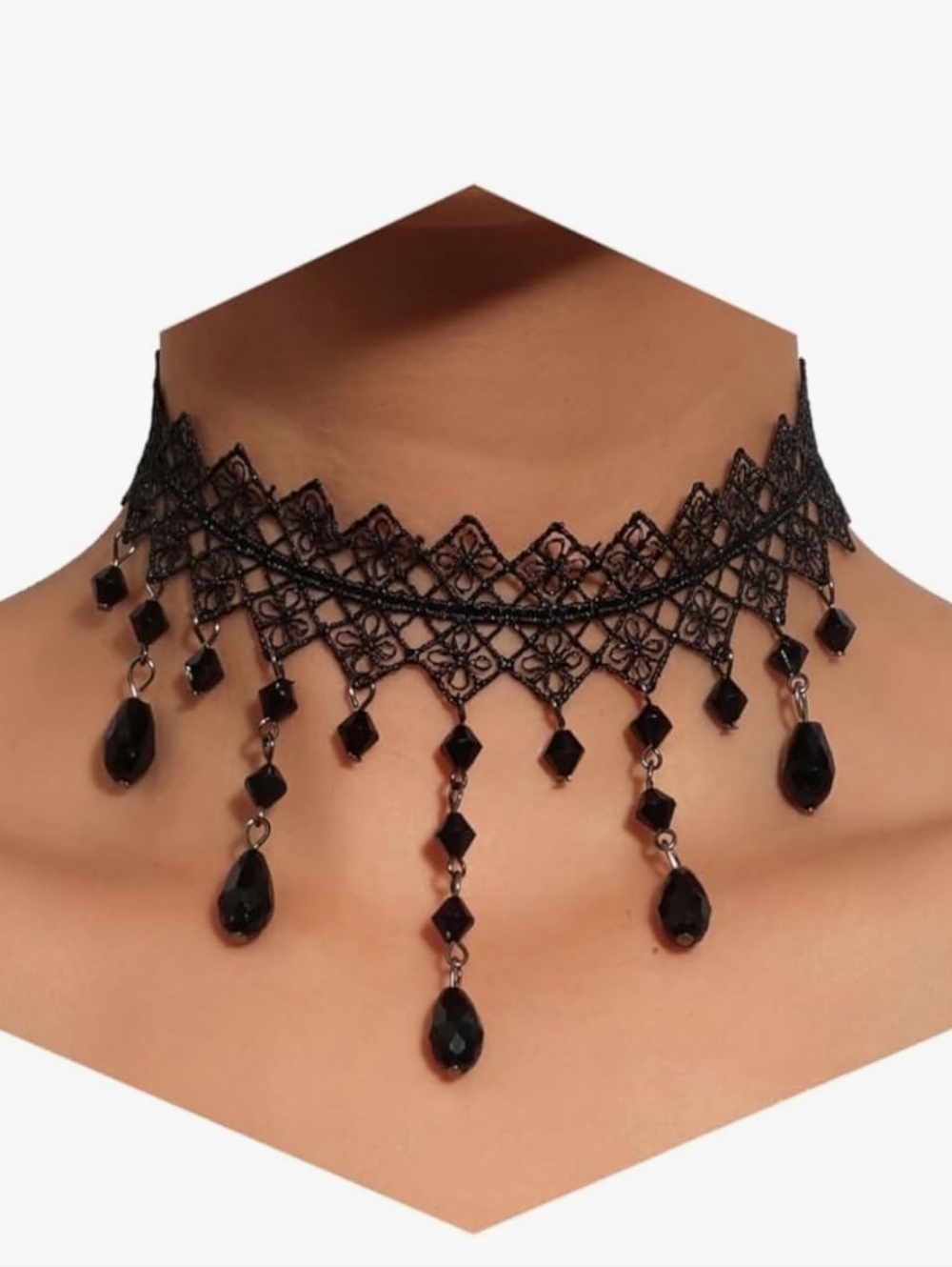 Black Lace Teardrop Choker Necklace - Women Jewelry